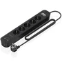 Aisens Regleta con Interruptor Aisens ASPS-2A2C15-BK con 5 Tomas de Corriente y 2 USB-C/2 USB-A, Negro